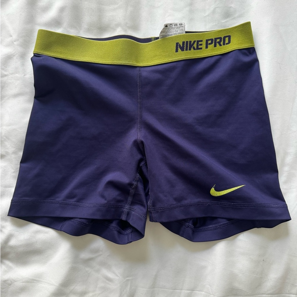 Nike Pro Purple and Lime Green Shorts